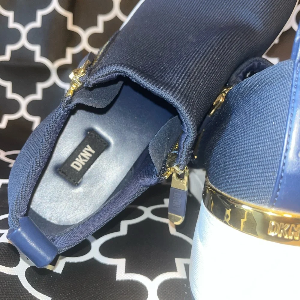 DKNY Women's Navy and Gold Slip-On Sneakers - Picture 5 of 5